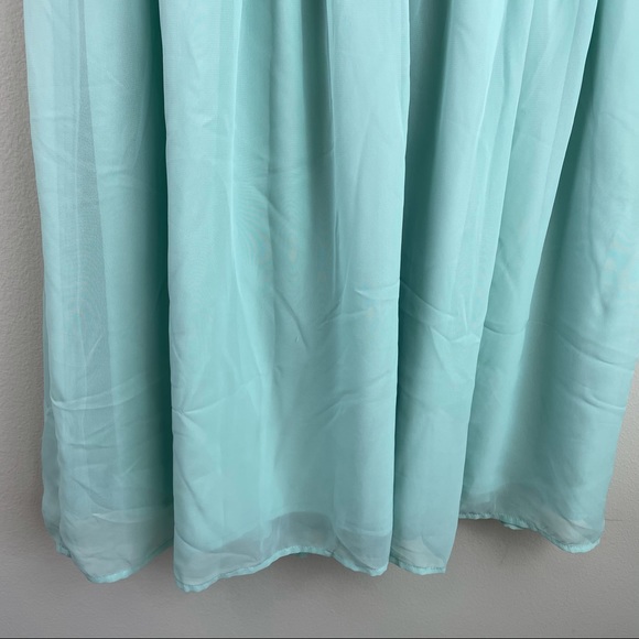 Tevolio Mint Green Lace Chiffon Dress 6 - Picture 3 of 9